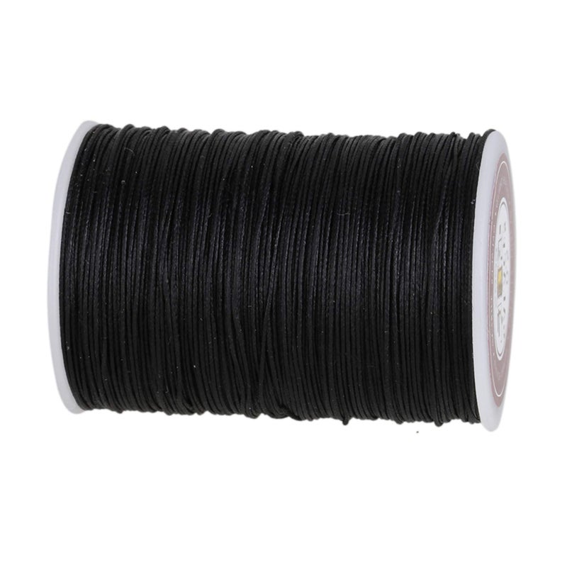 CNBTR Round Waxed Thread for Leather Sewing - Leather Thread Wax String for Leather Craft Stitching Bookbinding 0.5mm Black - Image 2